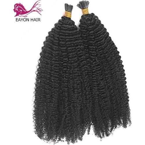 I Tip Human Hair Extension Afro Kinky Curly Pre Bonded Peruvian Remy Hair Micro Links Keratin Stick I Tip Hair For Black Women
