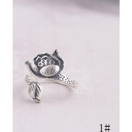 Emperor Gold Jewelry Line Thai Silver Wholesale S990 Sterling Silver Ring Archaize Matte Process Blooming Flowers