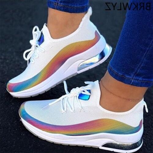 Women Colorful Cool Sneaker Ladies Lace Up Vulcanized Shoes Casual Female Flat Comfort Walking Shoes Woman 2020 Fashion