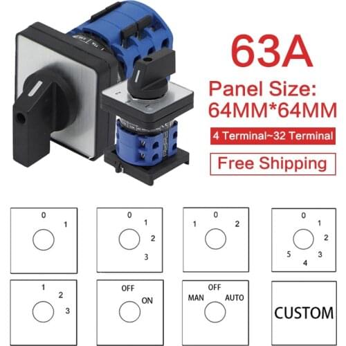 LW28-63 LW26-63 YMW26 series 63A 1 2 3 4 5 6 7 8 -Position Mounting Rotary Select Cam Changeover Switch Electrician Using Tools