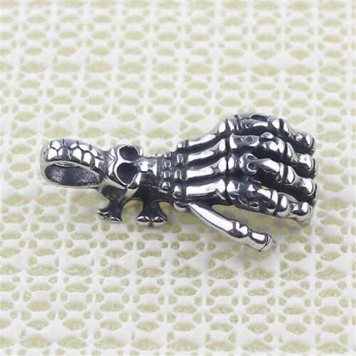 Fashion Mens Jewelry 316L Stainless Steel Skull Hand Pendant