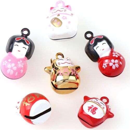 Fashion 2PC Gold Pink Lucky Cat Jingle Bells Loose Beads Festival PartyDecoration/Christmas TreeDecorations/Pet Bell/DIY Crafts