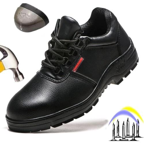 Men Work Shoes Leather Safety Shoes Indestructible Steel Toe Work Boots Breathable Mens Shoes Light Anti-smash Anti-Puncture