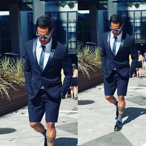 Summer Business Men Tuxedos Shawl Lapel One Button Suits Custom Made Smart Casual Daily Streetwear Blazer & Shorts 2 Piece Set