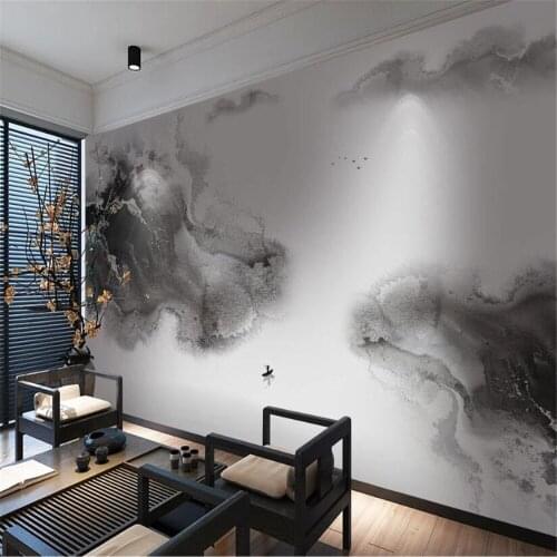 Milofi wall custom 3D printing wallpaper mural new Chinese Zen ink landscape decoration background wall