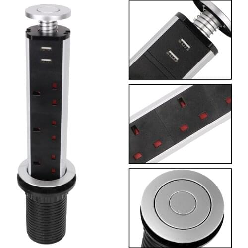 Table Desktop Socket Lifting Electrical Power Outlet UK Plug UK & USB Ports Pop Up Socket Pull Pop Up Socket