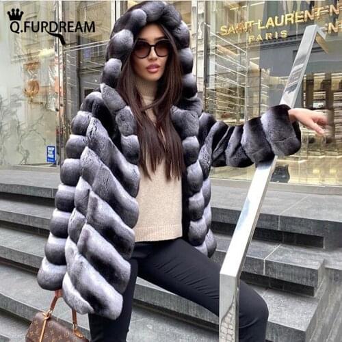 Q.FURDREAM Rabbit Fur Coats