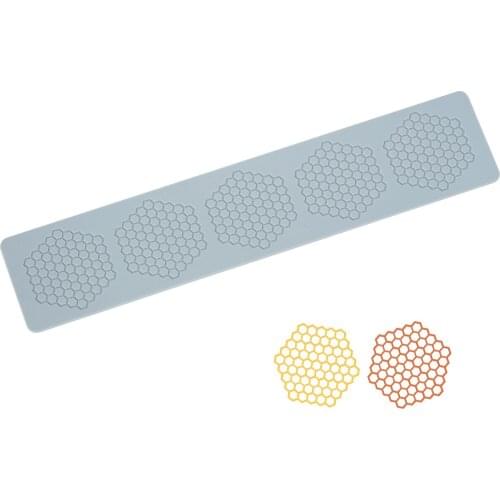 Honey Comb Pattern Fondant Lace Mold Hollow Out Hexagon Shape Gum Paste Sugar Lace Silicone Mat For Wedding Cake Decorating