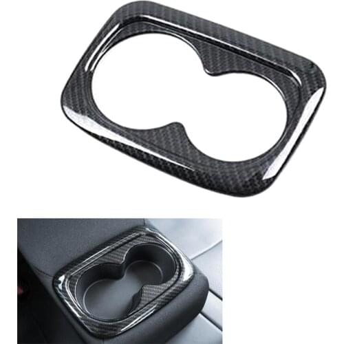 YAQUICKA Carbon Fiber Style Car Interior Rear Back Water Cup Holder Panel Frame Trim Sticker For Honda Civic 2016 2017 Styling