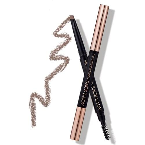 Dark Grey Eyebrow Pencil Rotatable Design with Brush Long Lasting Ultra Fine Smudge-proof Water-proof Eye Brow Brows Makeup