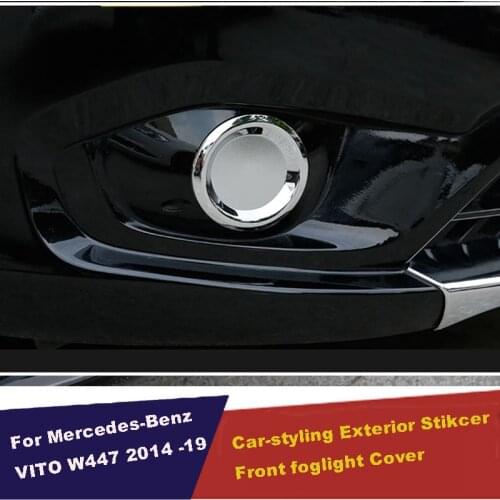 UBLUEE Accessories For Mercedes Benz Vito 2014-2016 2017 W447 Chromed ABS Front Fog Lamp Foglight Cover Trim Sticker