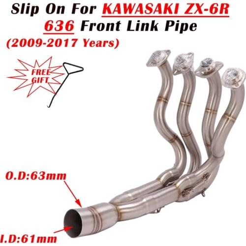Motorcycle Exhaust System Escape Modified Front Connection Link Pipe Slip On For Kawasaki ZX-6R 636 ZX6R 2009 - 2017 Years