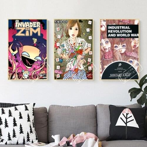 Japanese Cartoon Invader Zim Map Poster Classic Vintage Retro Kraft Decorative Maps Wall Sticker Home Bar Posters Decor Gift