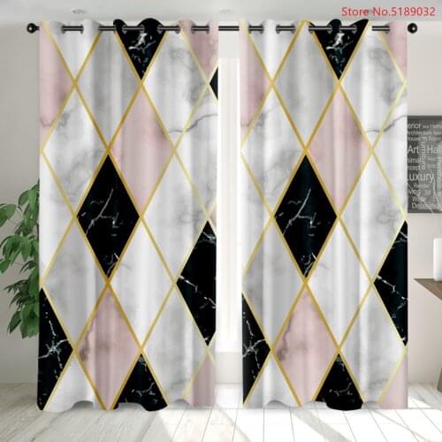 2 Panel Window Curtain for Living Room Marbling Colorful Kitchen Bedroom Blackout Window Drapes Modern Decor Window Treatments