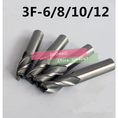 4Pcs Milling Cutter End Mill CNC Tools HSS Diameter 6/8/10/12mm 3 Flute Straight Shank Tools