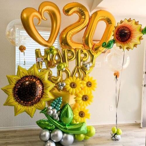 5pcs Sunflower Pattern Foil Balloons Flower Helium Birthday Party Decor Colorful Home Decoration Holiday Baby Shower