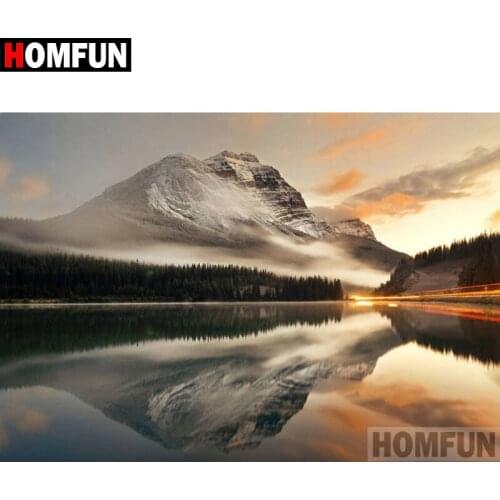 HOMFUN Full Square/Round Drill 5D DIY Diamond Painting "Mountain lake" 3D Diamond Embroidery Cross Stitch Home Decor A18544