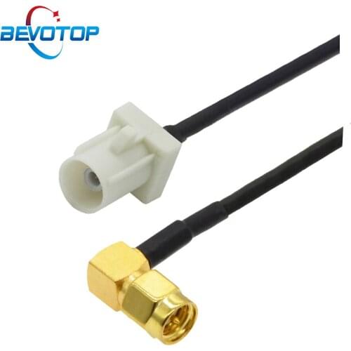 White Fakra B Male to SMA Male Right Angle 90 Degree Plug RG174 RF Coaxial Cable Antenna Extension Cord RF Adapter Pigtail