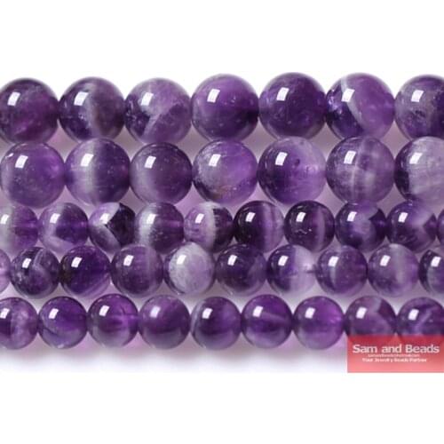Free Shipping A Quality Natural Stone Purple Amethysts Crystals Round Loose Beads 15" Strand 4 6 8 10 12MM Pick Size