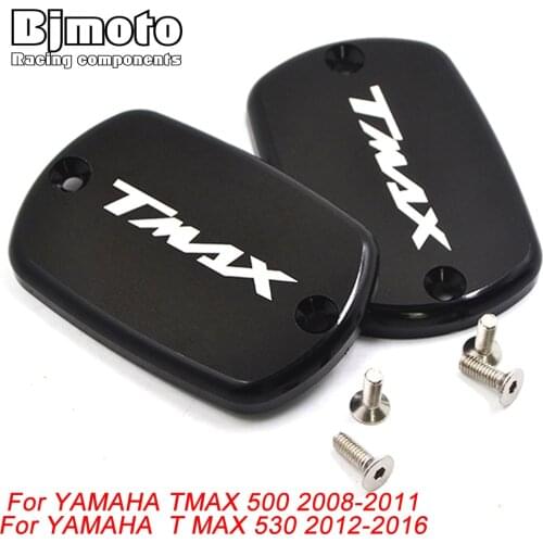 BJMOTO Pair TMAX500 TMAX530 Motorcycle Bike Brake Fluid Tank Cap Cover For YAMAHA T MAX 500 2008-2011 T-MAX 530 2012-2016