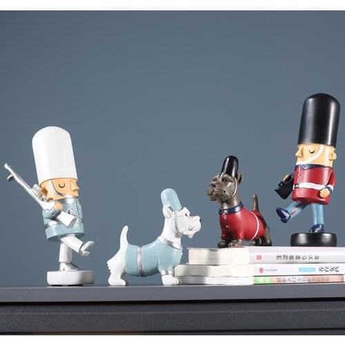 Wooden Nutcracker and Dog Figures Traditional Nutcracker Xmas Decor Ornament