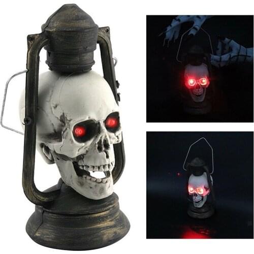 Home Stage Decor LED Skull Lantern Glowing Eyes Creepy Hanging Lamp Halloween Decor Props Home Decoration Accessories