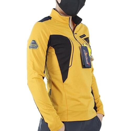 Women`s Quick-dry breathable elastic stand collar long sleeve slim hiking t-shirt ladies MTB Cycling Mountaineering t-shirts