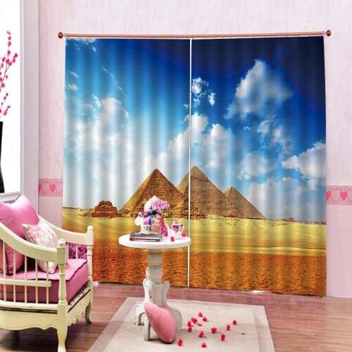 Customized size Luxury Blackout 3D Window Curtains For Living Room blue sky curtains