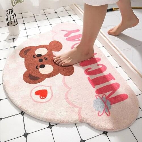 Ins simple Bathroom Floret Carpet Cartoon Area Rugs Anti Slip Absorbent House Entrance Carpets Thickened Door Mat Home Decor