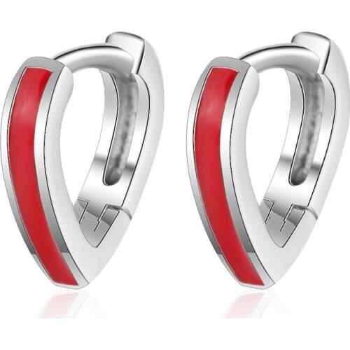 Exquisite Red Heart Ear Hook Hoop Earrings For Women Trend Creative Party Gift Jewelry Accessories SAE402