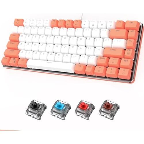 Mechanical Gaming Keyboard Anti-Ghosting Gamer Set With Adjustable USB Wired PC White Backlight ABS Keycaps Pink Keyboard