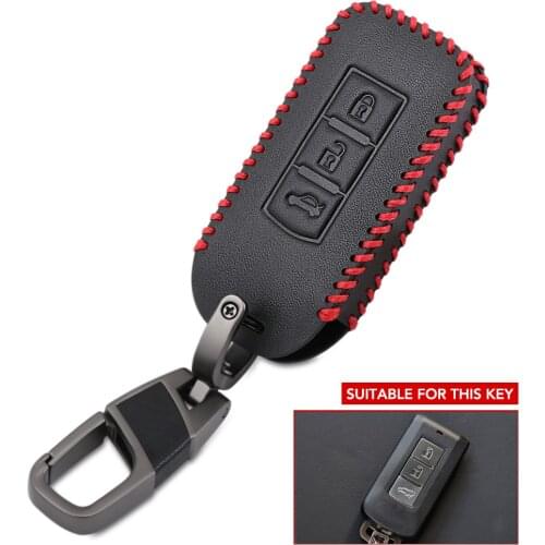 Leather Car Key Fob Case Cover Shell for Mitsubishi Eclipse Cross ASX Key Case for Car Keychain Keybag Car Accessories