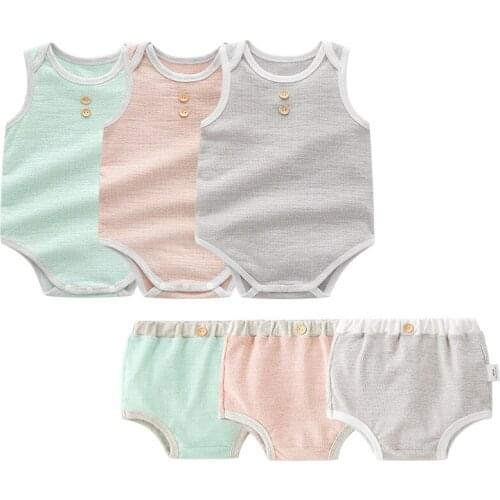 Summer Baby Suit Girls Bodysuit Shorts Sets 2021 New Candy Pure Cotton Jumpsuit Unisex Climbing Clothing 0-24m Babies Clothes