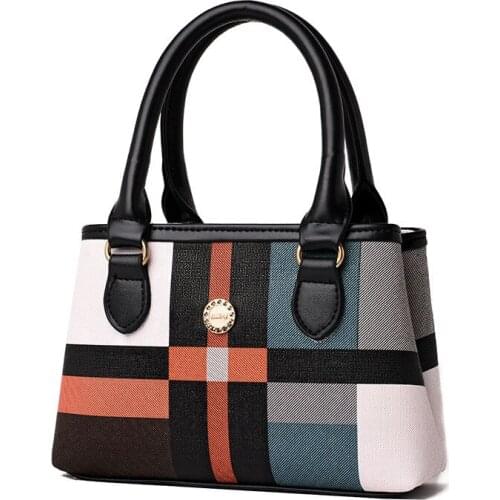 Patchwork Plaid Womens Bags 2020 Small Tote Bag PU Leather Multi Layer Shoulder Bags Fashion Ladies Designer Handbags
