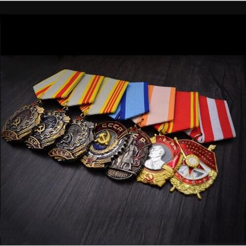 Soviet Union Medal CCCP Lenin Red Flag Venus Star Hero Labor Glory USSR Glorious Honor Metal Badge