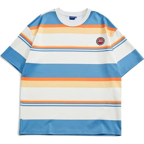 Fashion Summer Tops Striped T Shirt Women New Couple Tshirt Graphic Tee Women T-shirt Female Tee Shirt 90s Girls Tee Tshirt