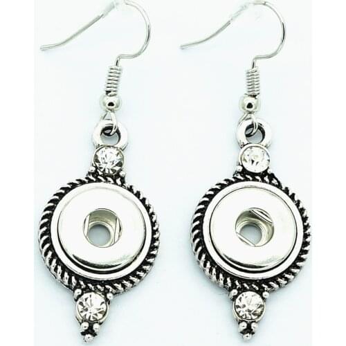 Fashion Rhinestone pattern Drop earrings snap earrings fit 12MM snap buttons jewelry JA0066