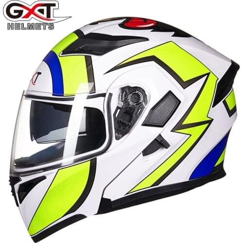 Capacete Casque Helmet Flip Up Visor Dual Lens Casco Moto Cool Motorcycle Helmet Full Face Casco White Motorbike Helmets