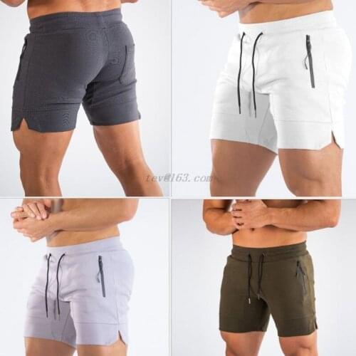 Mens Gym Workout Drawstring Waist Beach Shorts Quick Dry Bodybuilding Pants Fitness Traning Jogger with Zipper Pocket