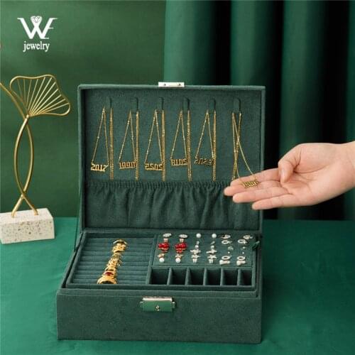 WE New Multifunction Flannel Double-layer Jewelry Box Travel Jewelry Organizer Necklace Earring Ring Storage Box for Women Gifts