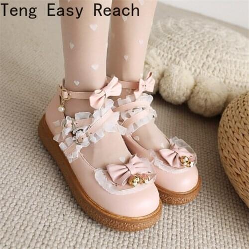 New 2021 Women Flats Platform Creepers Cute Women Flats Platform Wedges High Heels Gothic Cosplay Shoes Woman Sweet Girls Shoes