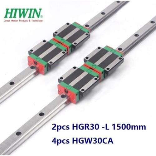 2pcs origial Hiwin rail HGR30 -L 1500mm linear guide + 4pcs HGW30CA HGW30CC flange carriage blocks for cnc router