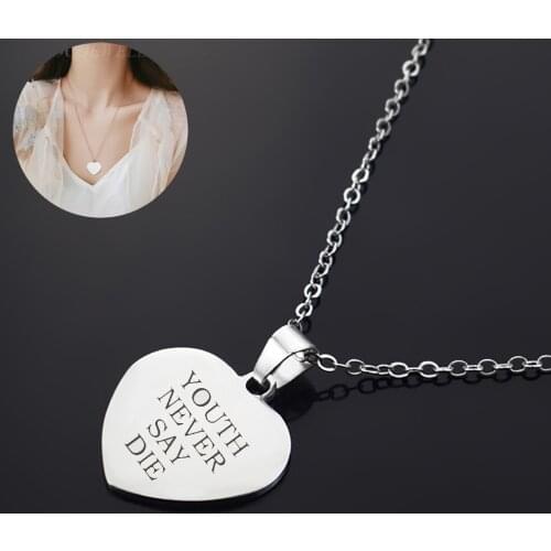 LIVE IN THE MOMENT Letters Engraved Heart Stainless Steel Necklace Fashion Metal Lettering Pendants LIVE LAUGH LOVE Women Gifts