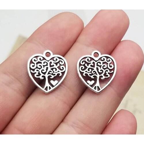 30pcs/lot--18x19mm, tree cham,Antique Silver plated Heart Love Tree charms ,DIY supplies, Jewelry accessories