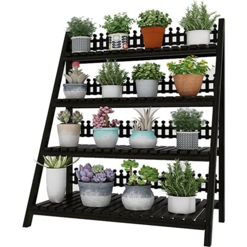 Foldable Solid Wood Flower Shelf Balcony Multi-level Indoor Special Offer Space Floor Type Plant Rack Fleshy Flower Pot Rack