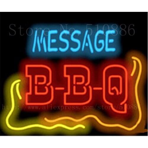 Custom Message BBQ Barbeque Glass Tube neon sign Businese Handcrafted Light Decoration Shop Store Signs Signboard 19"x15"