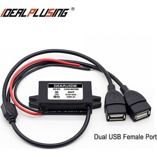 Mini Micro USB 12V 24V 36V 48V (8V-58V) to 5V 3A DC-DC Step Down Power Converter Double USB Car Charger Dual Output