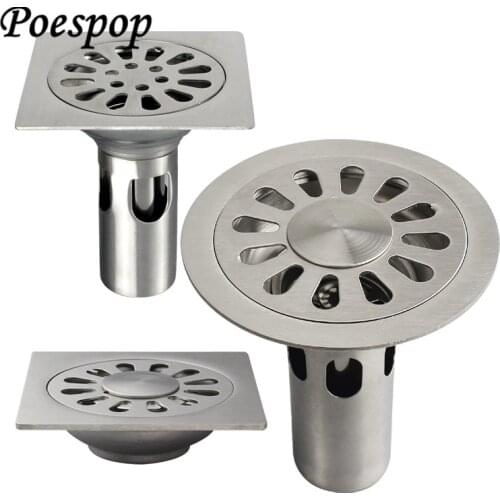 POSEPOP 10*10cm 304 Stainless steel floor drain bathroom kitchen shower double anti-odor floor drain Square Round bath drain