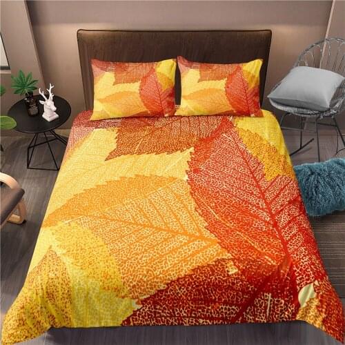 2/3 Pieces Colorful Autumn Bedding Sets 3D Print Maple Leaf Duvet Cover Home Textile Bed Quilt Cover For Bedroom Cover Set