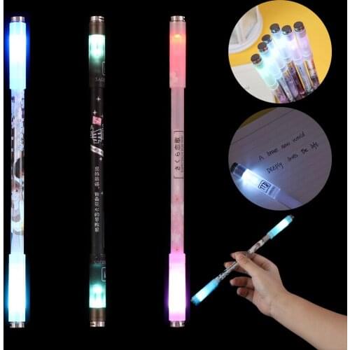 Creative Flash Rotating Gel Pen 12 Constellation Colorful LED Llluminated Rotary Pen Student Turn Pen Beginners Must Stationery